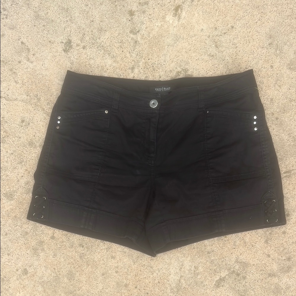 White House Black Market Women's Black Shorts w Tie Detail on Leg Size 6